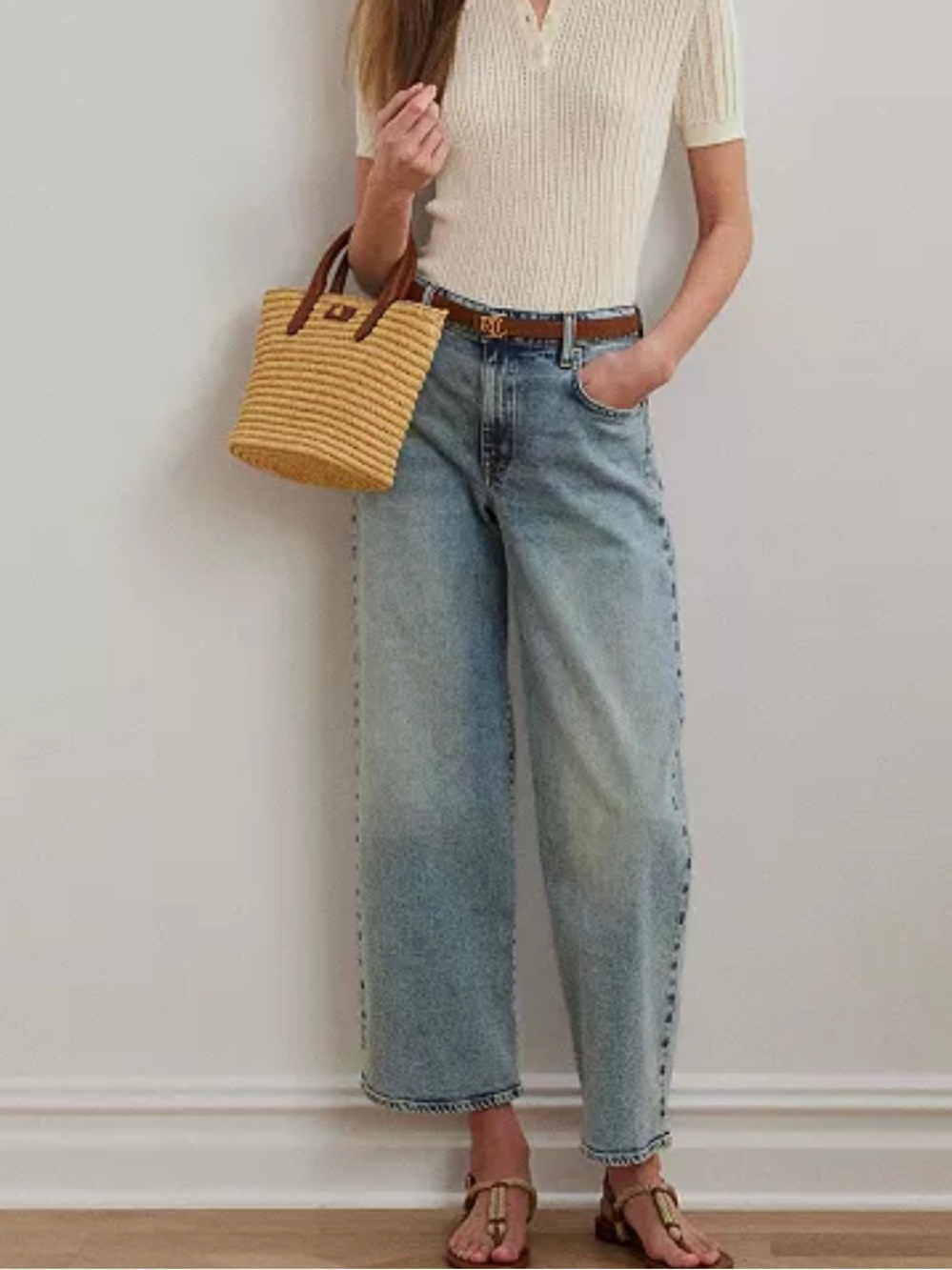 NWT Lauren Ralph Lauren High-Rise Wide Leg Cropped Jeans